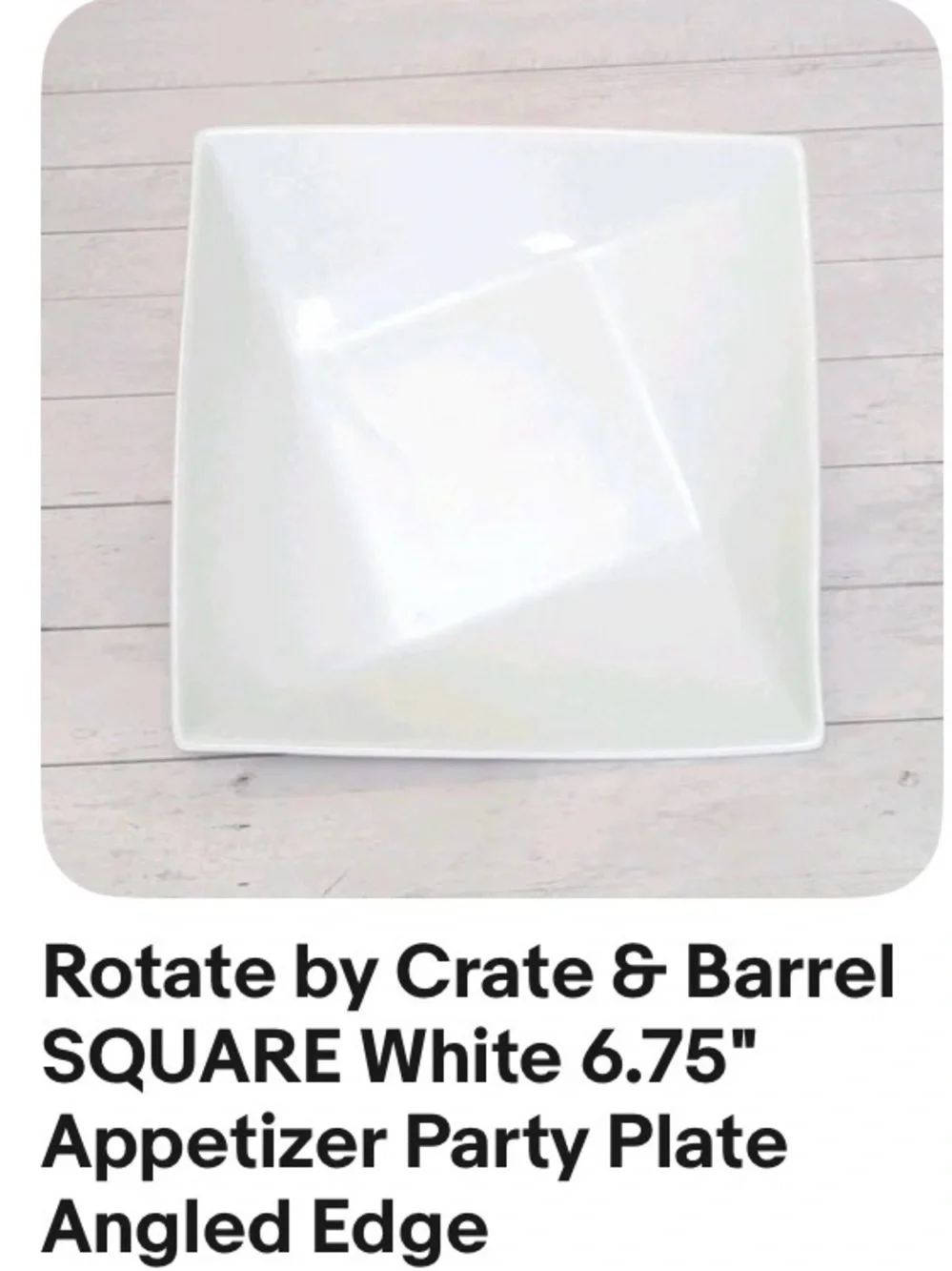 Crate&Barrel Rotate Angled Edge White Square Ceramic Appetizer  Plates 6 3/4 In